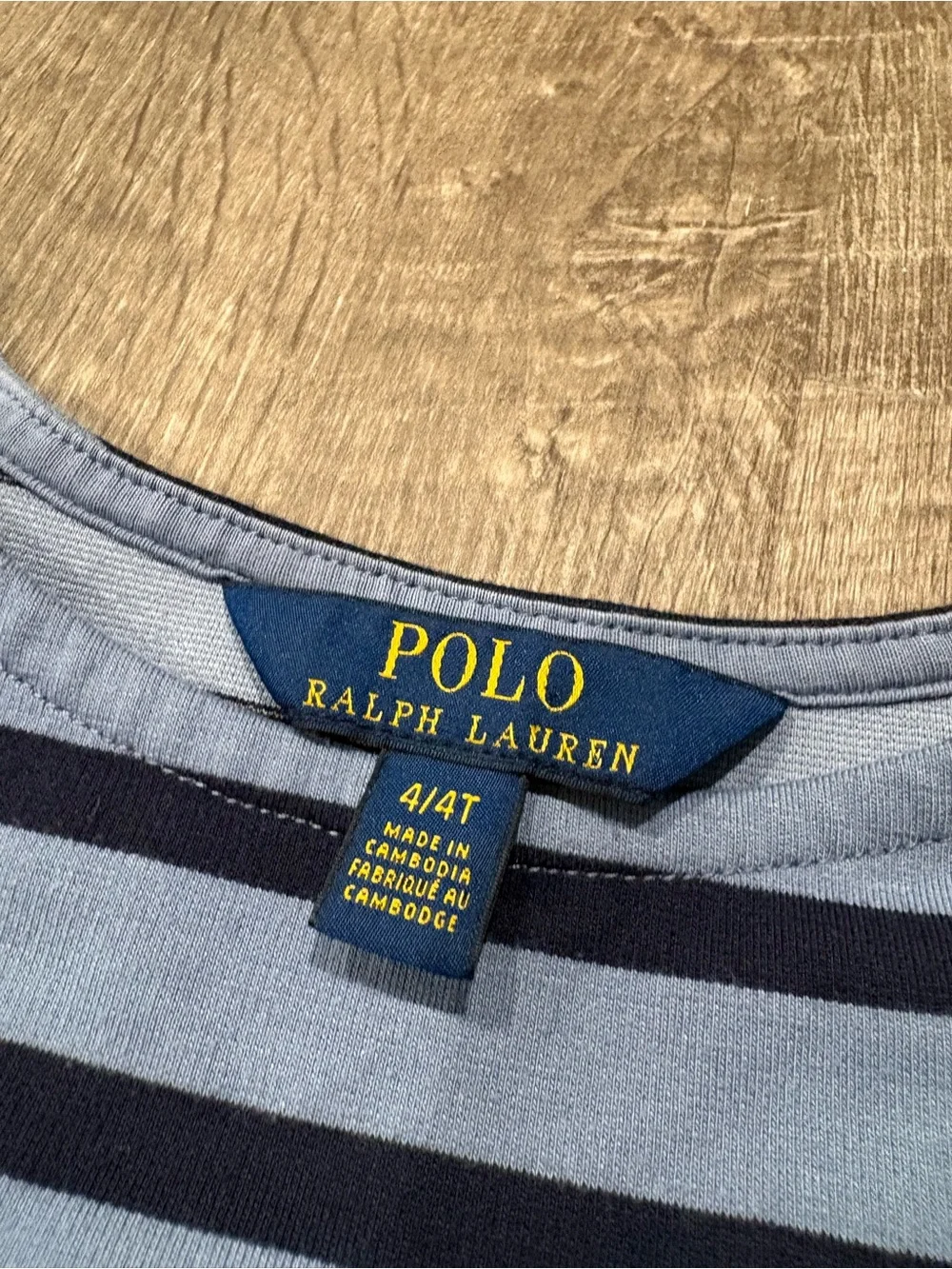 Polo Ralph Lauren Girls Striped Drop Waist Dress Knit Blue Navy Size 4 4T Preppy